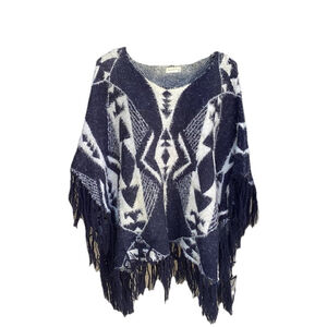 Full Tilt Women's Aztec SouthWestern Fringe Poncho Cape Blanket Wrap Boho One Sz